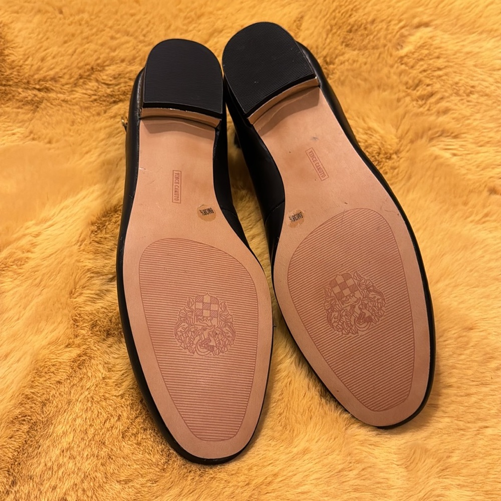 Vince Camuto Black Leather Ankle-Strap Flats - Picture 3 of 5
